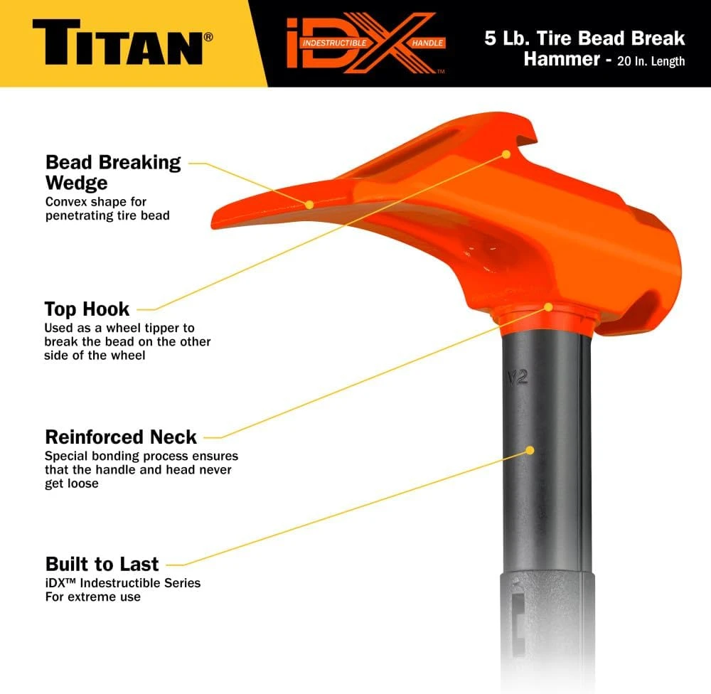 Titan Tools Indestructible Tire Bead Breaker Hammer - 5 Lb, 20" Handle (63625) — product image 4