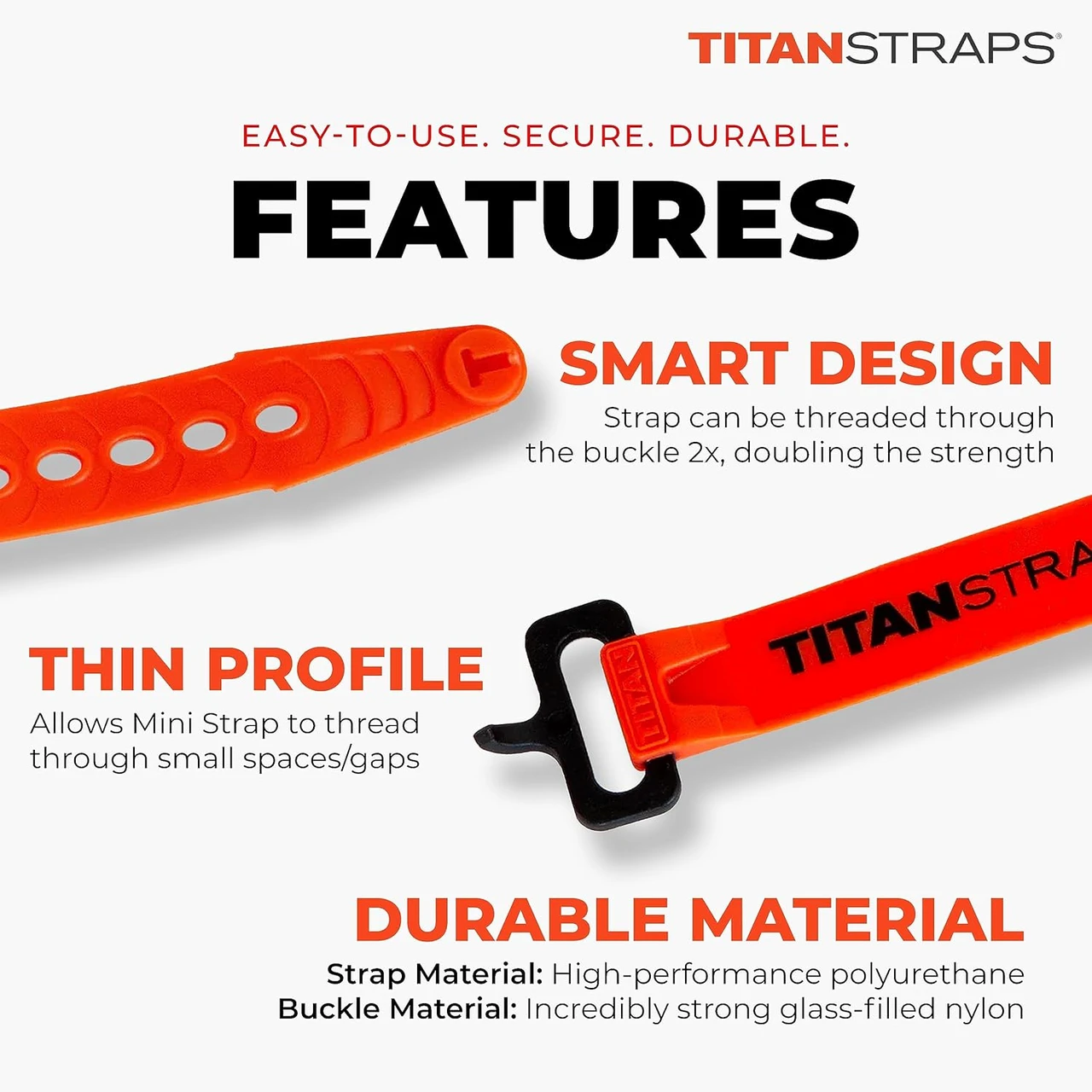 Titan Straps Mini Strap - Fire - 6" (TSM-0506X4-FIR) — product image 3