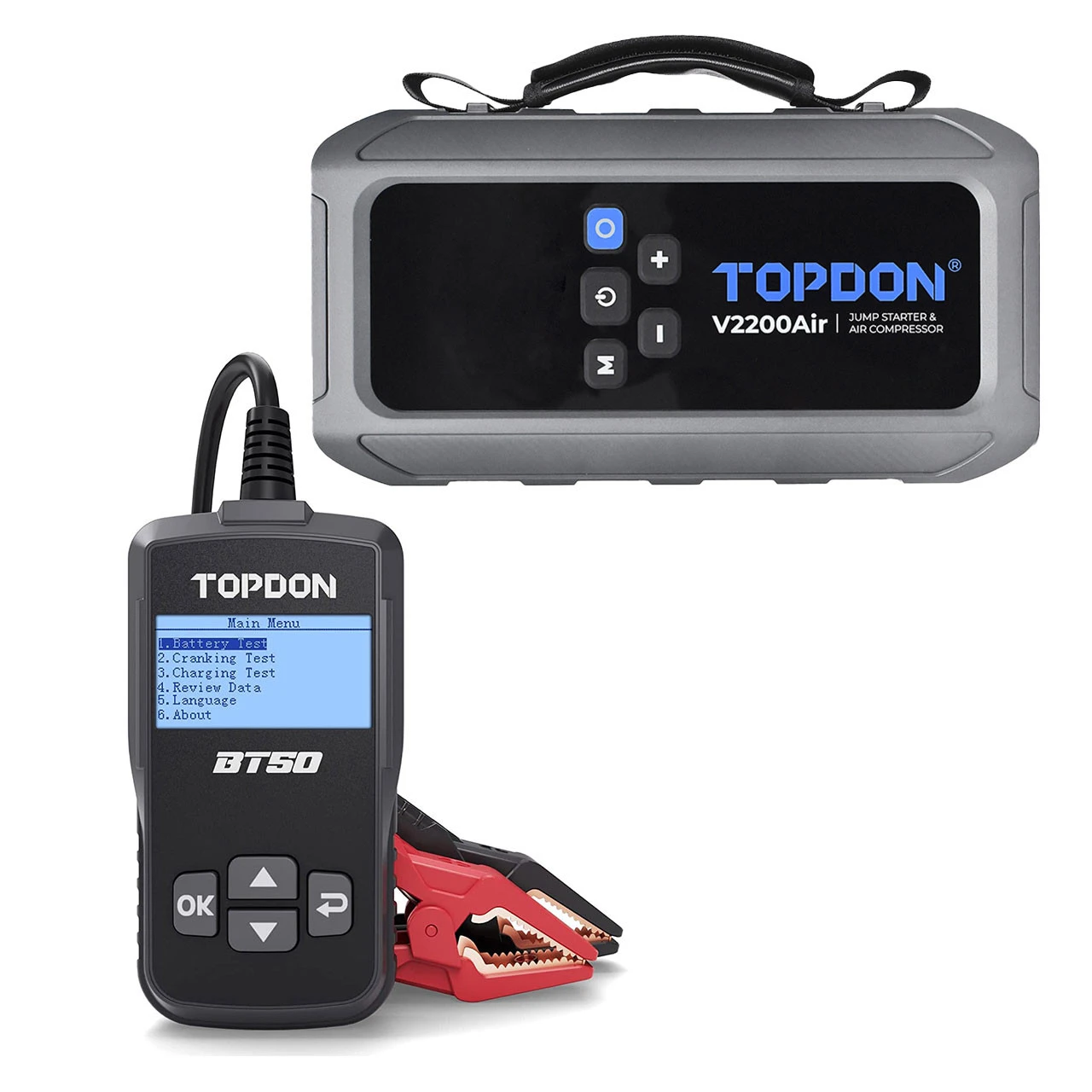TOPDON 2-in-1 2200 Peak Amp Jump Starter & Tire Inflator (V2200Air) + Free Tool