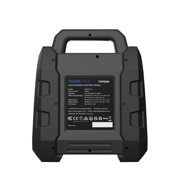 TOPDON 2-in-1 4500 Peak Amp Jump Starter & Battery/System Tester (V4500Plus)