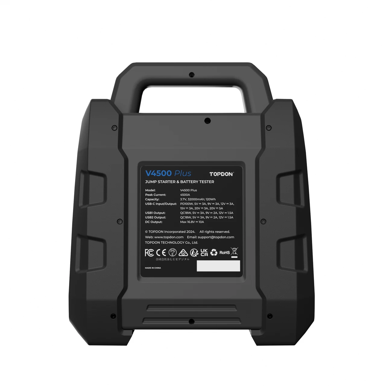TOPDON 2-in-1 4500 Peak Amp Jump Starter & Battery/System Tester (V4500Plus)