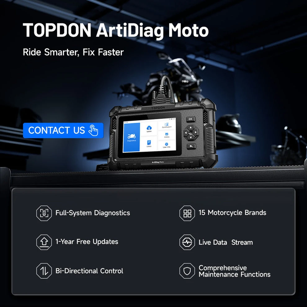 Topdon ArtDiag Moto 5 Inch Motorcycle Diagnostic Tool (ADMOTO) + Free Tool — product image 3