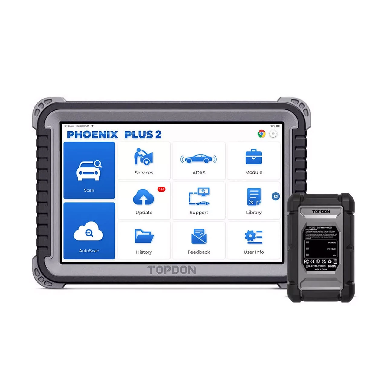 TOPDON Phoenix Plus 2 Diagnostic Scanner with 2-Year Updates (PXPLUS2) + Free Tool — product image 2