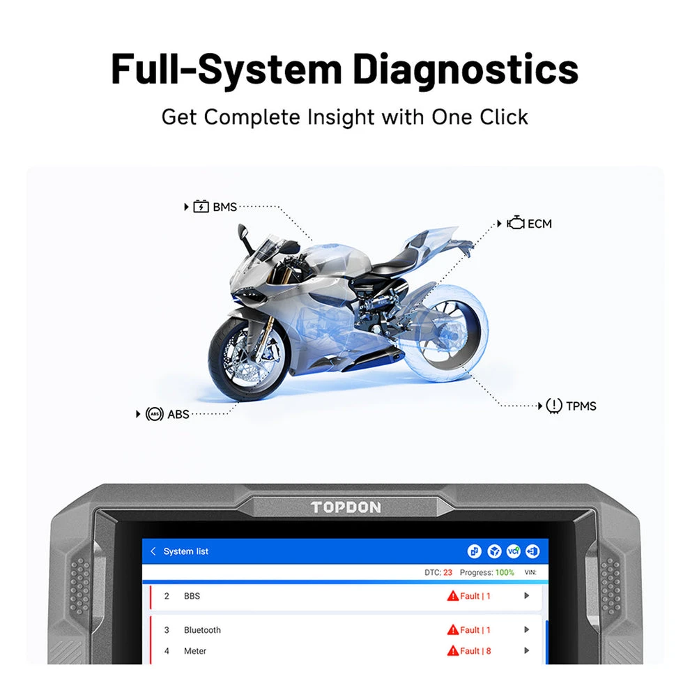 Topdon UltraDiag Moto 8-inch Wireless Motorcycle Diagnostic Tool (UDMOTO) — product image 8