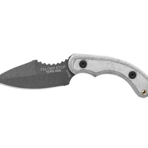 TOPS Knives Felony Stop Knife Double Edge Fixed Blade, 3.5" Gray Plain (FELS-01)