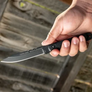 TOPS Knives Ranger Bootlegger Fixed Blade Knife (5" Black Plain) (RBL-01)