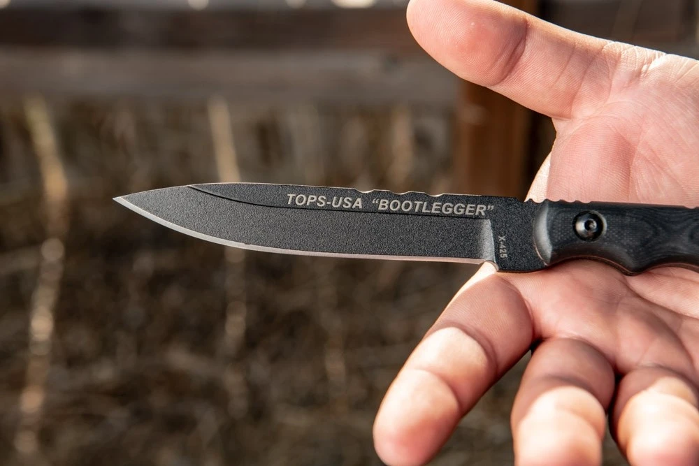 TOPS Knives Ranger Bootlegger Fixed Blade Knife (5" Black Plain) (RBL-01) — product image 4