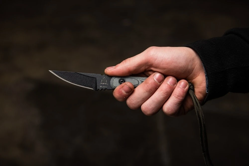 TOPS Knives Scalpel Neck Knife W/ Micarta Handle (2.4" Black) (SSS07)