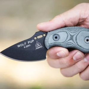 TOPS Knives Wolf Pup Fixed Blade Knife W/ Black Linen Micarta Handle (WP010)