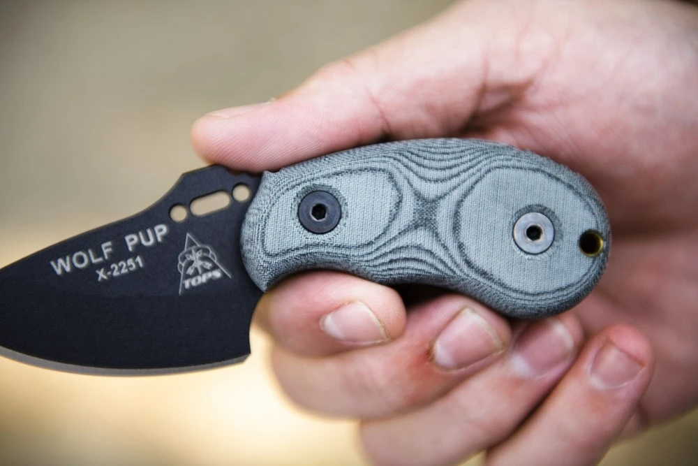 TOPS Knives Wolf Pup Fixed Blade Knife W/ Black Linen Micarta Handle (WP010) — product image 2
