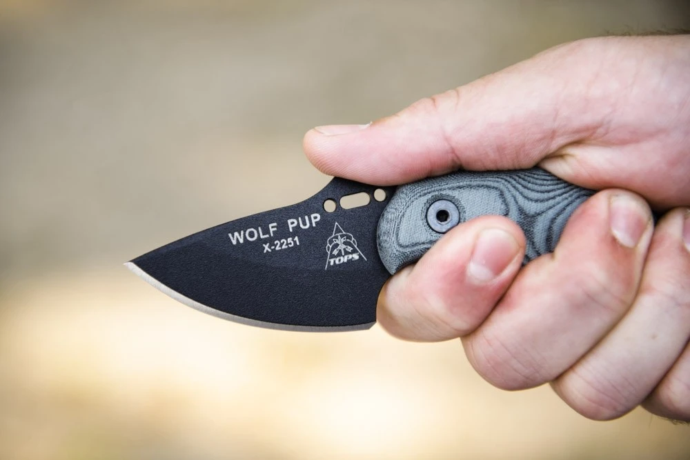 TOPS Knives Wolf Pup Fixed Blade Knife W/ Black Linen Micarta Handle (WP010) — product image 3