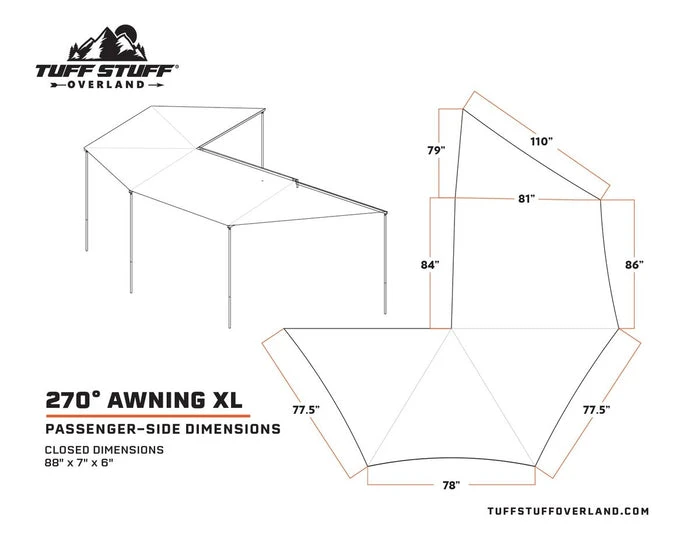 Tuff Stuff 270 Degree Awning XL Passenger Side Kit (TS-AWN-270-XL-P-KIT) — product image 4