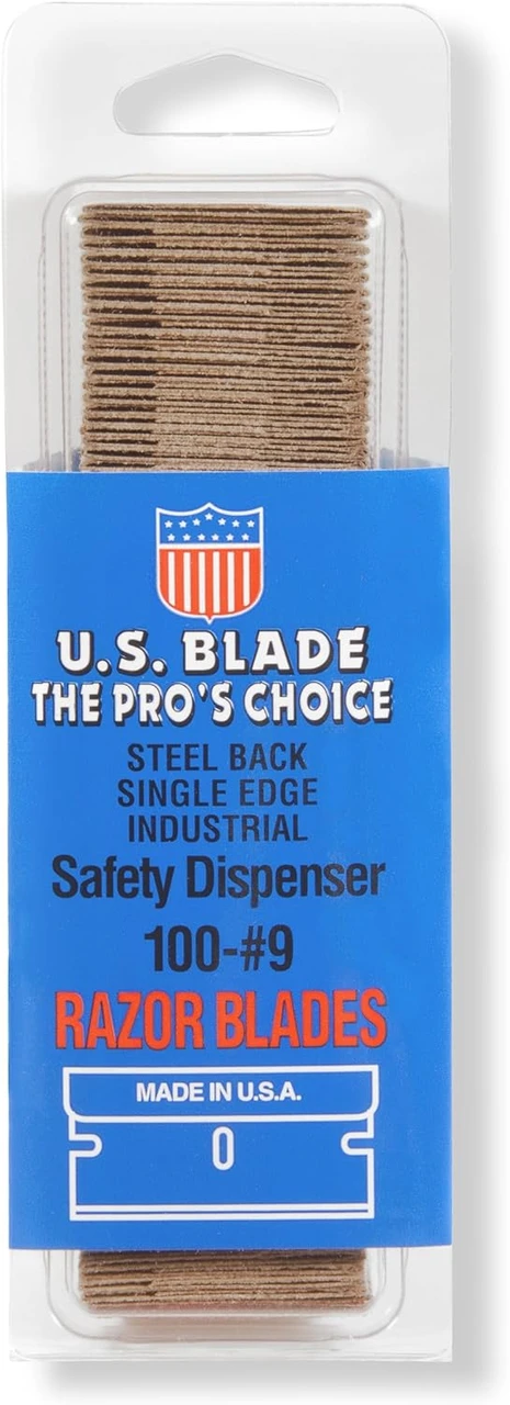 U.S. Blade Single Edge #9 Steel Back Clam Shell, 100Pcs (111-41)