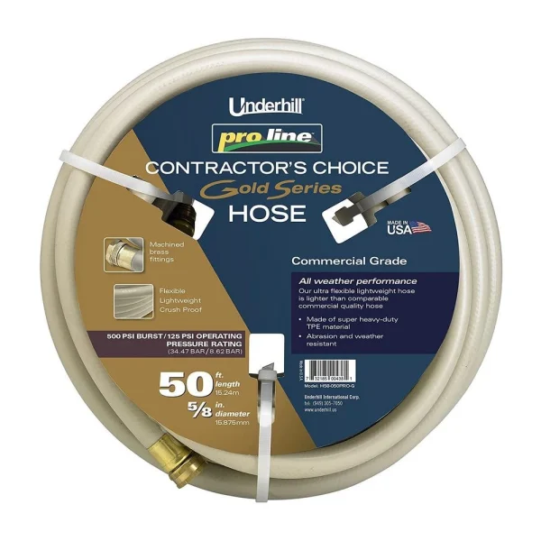 Underhill Proline Gold Series 5/8" D X 50Ft Hd Garden Water Hose (H58-050PRO-G)