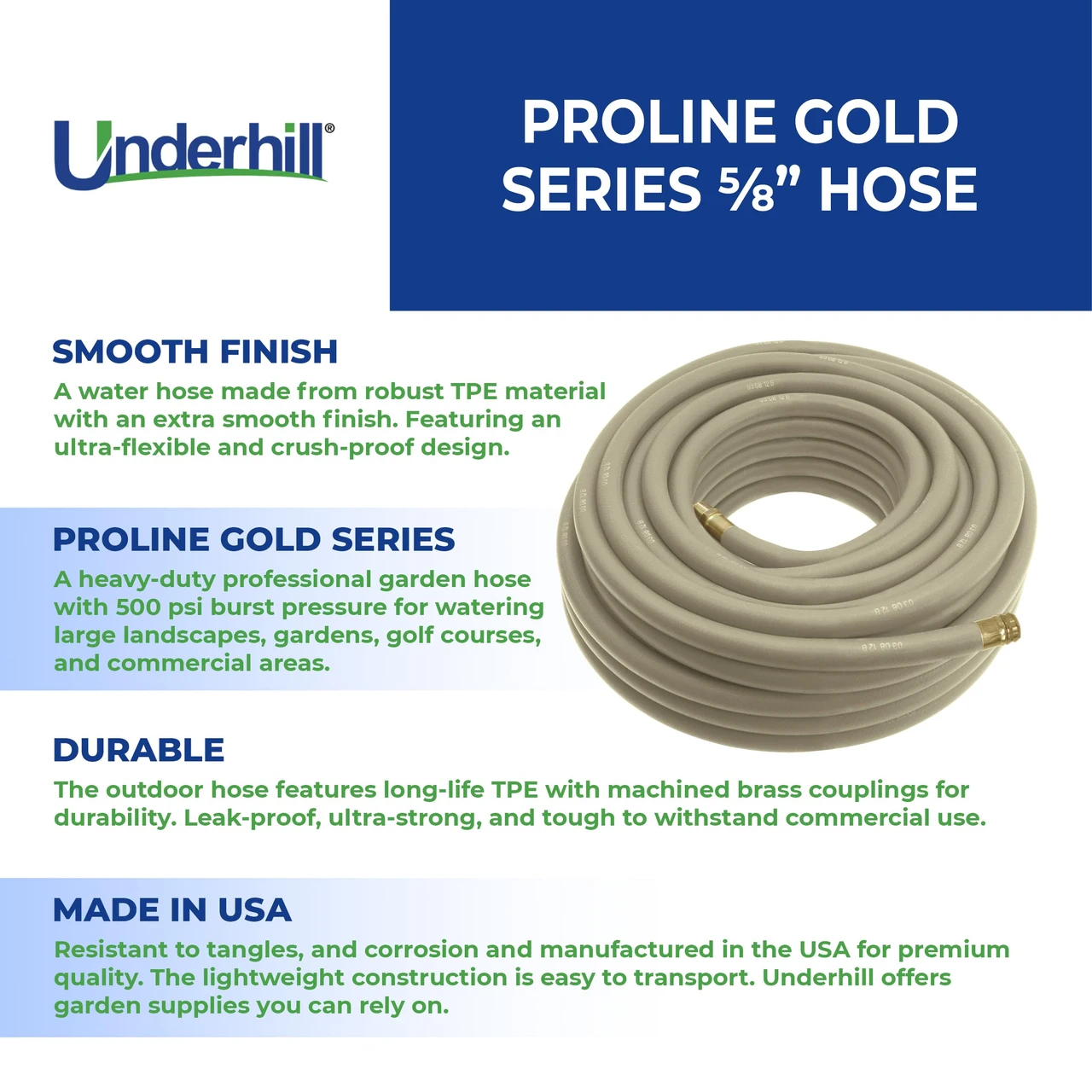 Underhill Proline 5/8" Gold Series 75' Hose (H58-075PR0-G) — product image 3