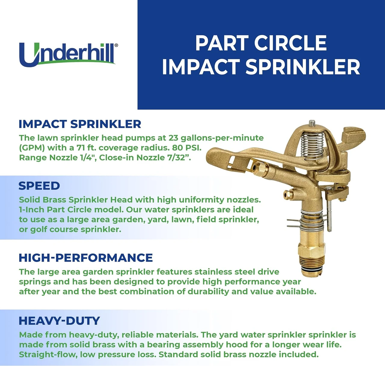 Underhill 1" Part/Full Circle Impact Sprinkler (SI100P) — product image 2