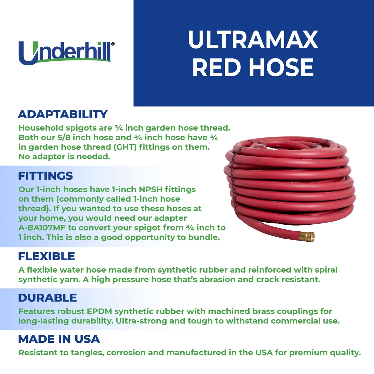 Underhill 3/4" x 50' Red UltraMax Hose (H75-050R) — product image 3