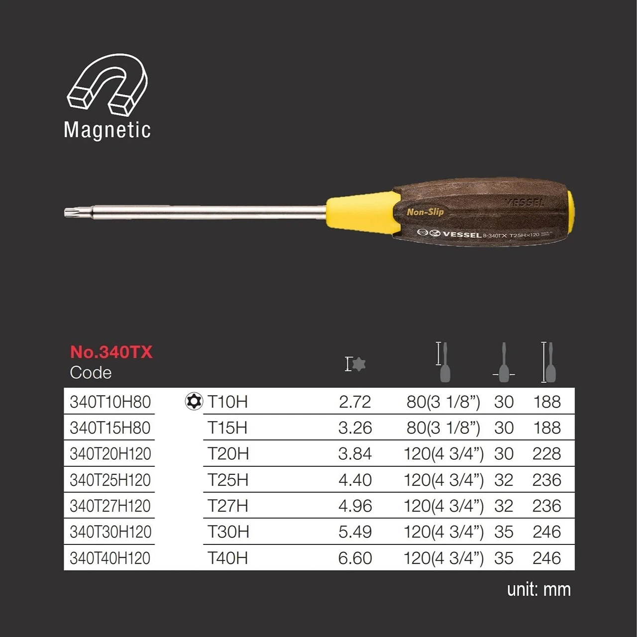 Vessel WOOD-COMPO Non-Slip Torx Tamper-Proof Screwdriver 7 Pc Set (3407EVA) — product image 3