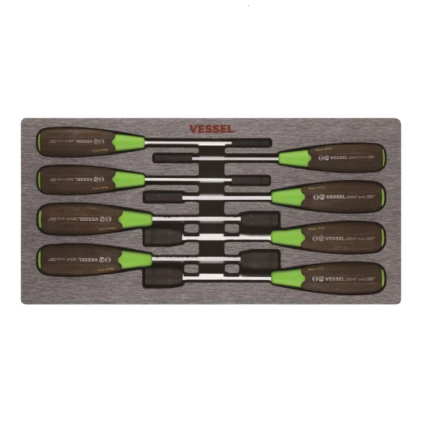 Vessel WOOD-COMPO Non-Slip Hex Nut Driver 8 Pc Set (3808EVA)