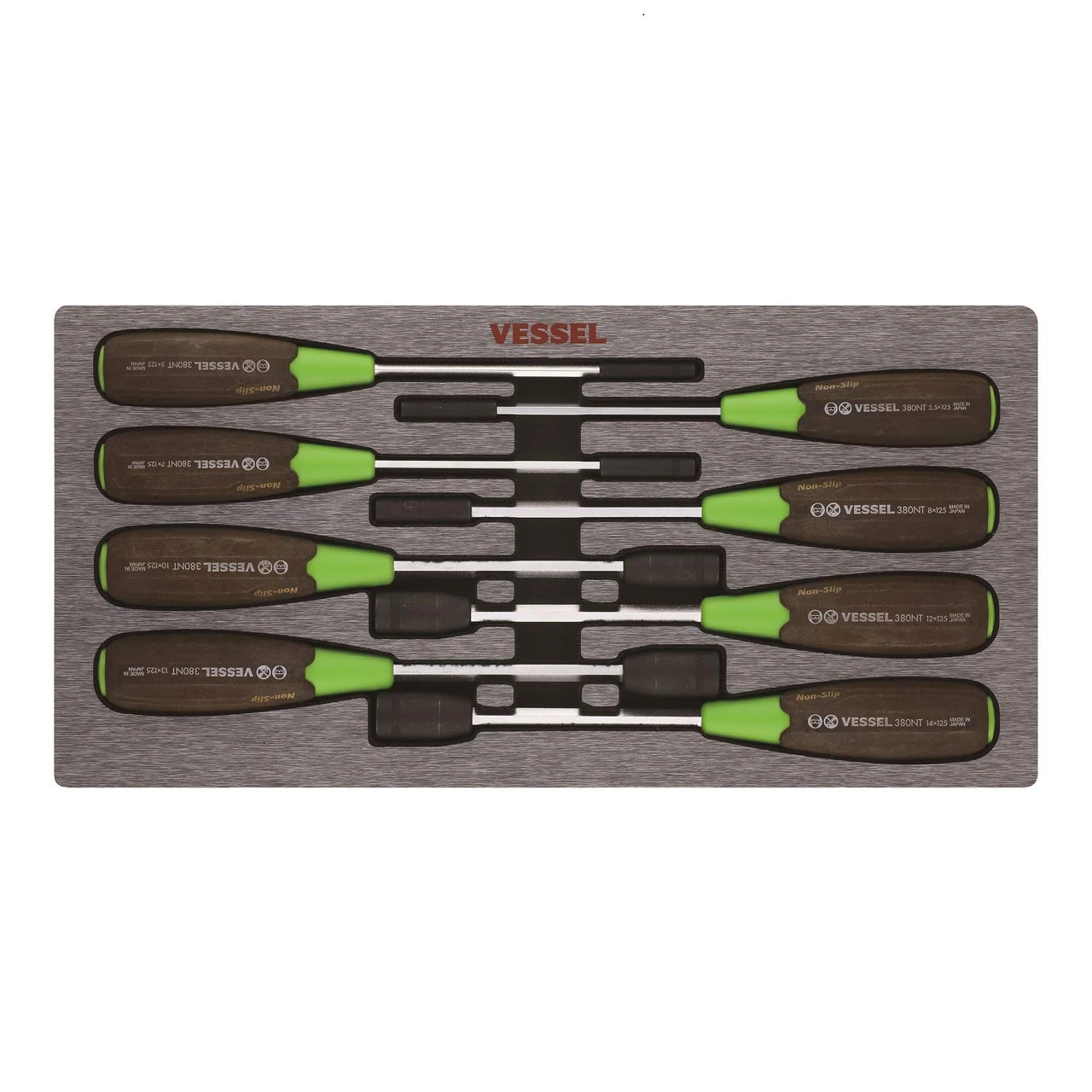 Vessel WOOD-COMPO Non-Slip Hex Nut Driver 8 Pc Set (3808EVA)
