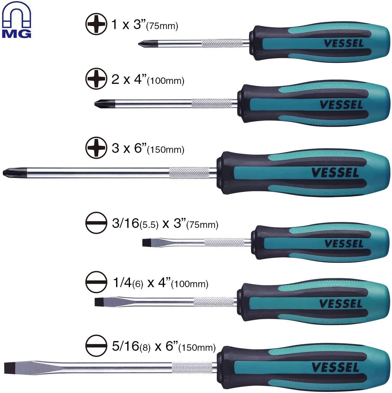 Vessel MEGADORA JAWSFIT Screwdriver 6 Pc Set (9006PB) — product image 2