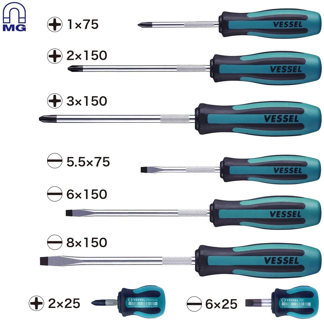 Vessel Megadora Jawsfit Screwdriver 8 Pc Set (9008EVA) — product image 2