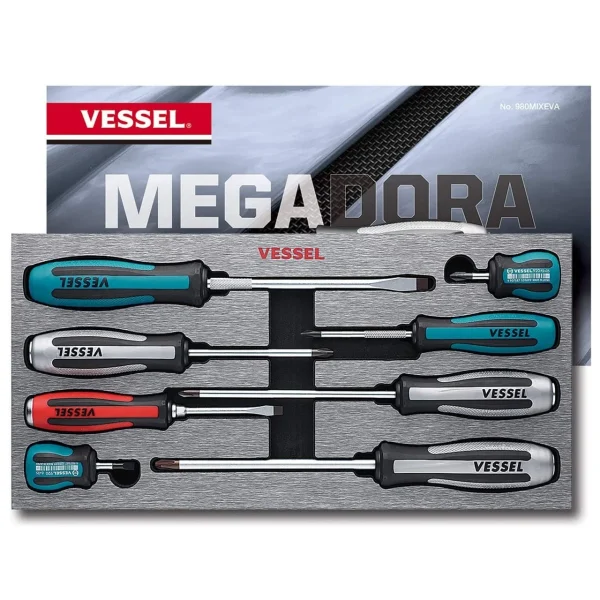 Vessel Megadora Impacta Assorted Screwdriver 8 Pc Set (980MIXEVA)