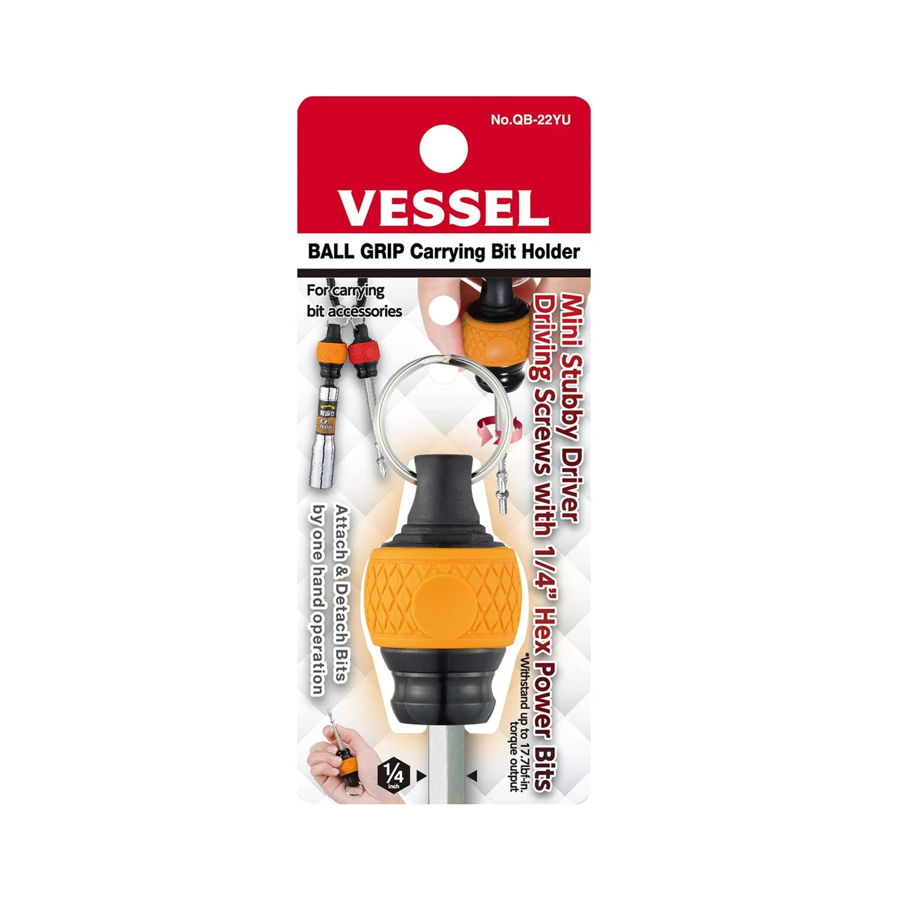Vessel BALL GRIP Carrying Bit Holder - Orange (QB22YU) — product image 2