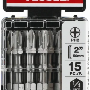 Vessel IMPACT BALL Torsion Bit PH2x50 15 Pc Set (IBPH250P15T)