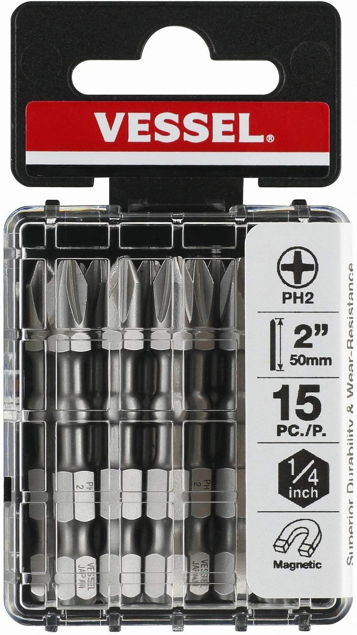 Vessel IMPACT BALL Torsion Bit PH2x50 15 Pc Set (IBPH250P15T)