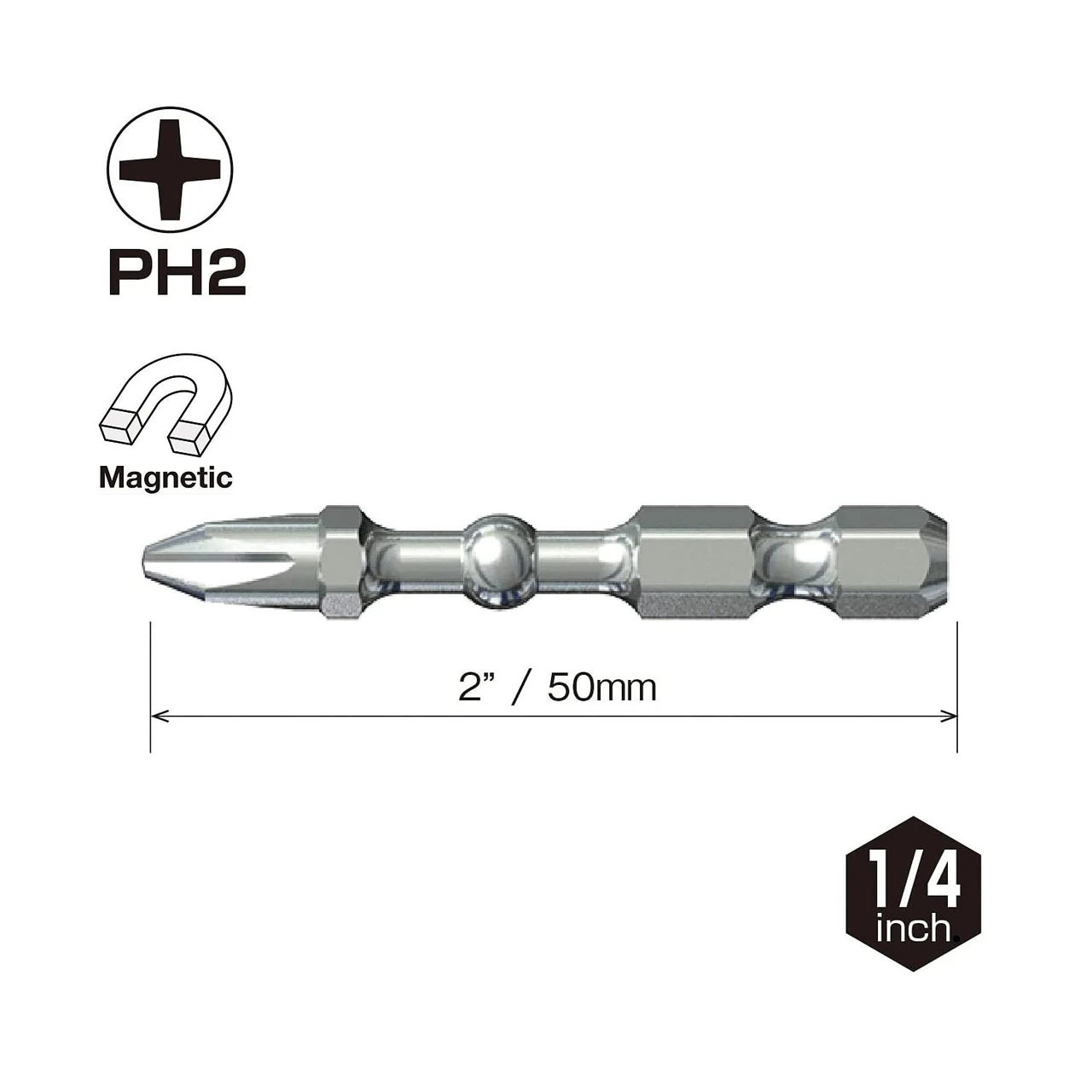 Vessel IMPACT BALL Torsion Bit PH2x50 15 Pc Set (IBPH250P15T) — product image 2