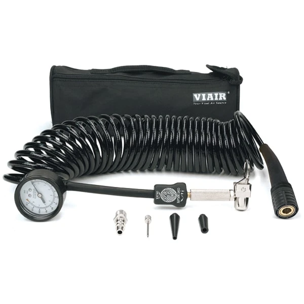 VIAIR 5-in-1 Deflator/Inflator Kit with 25 Ft Inside Braided Coil Hose (00029)