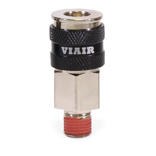 Viair 1/4” NPT Male Automatic Coupler – Steel/Nickel Plated, Black Sleeve with Etched Logo – 10 Pack (92865-BP)
