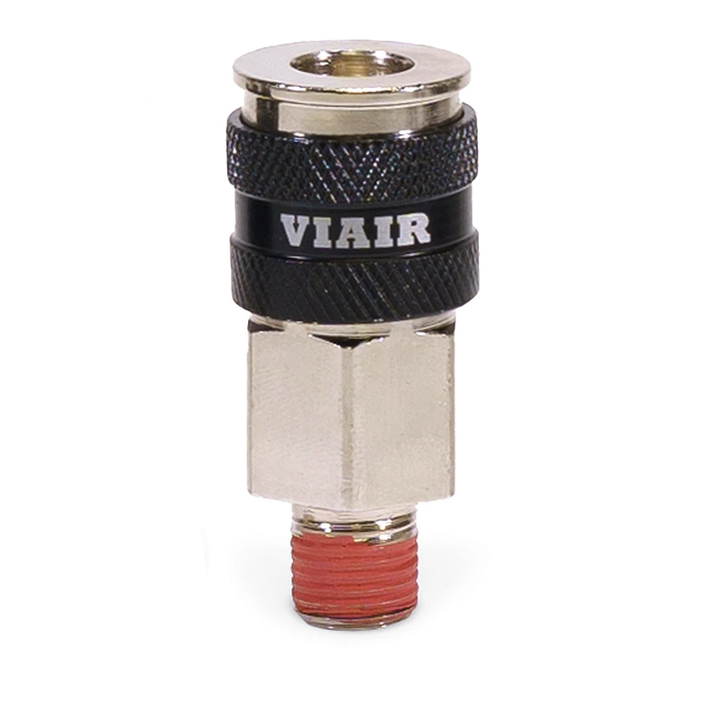 Viair 1/4” NPT Male Automatic Coupler – Steel/Nickel Plated, Black Sleeve with Etched Logo – 10 Pack (92865-BP)