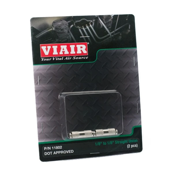 VIAIR 1/8" to 1/8" Straight Union Fitting 10 pcs DOT Approved (11802-BP) — product image 2