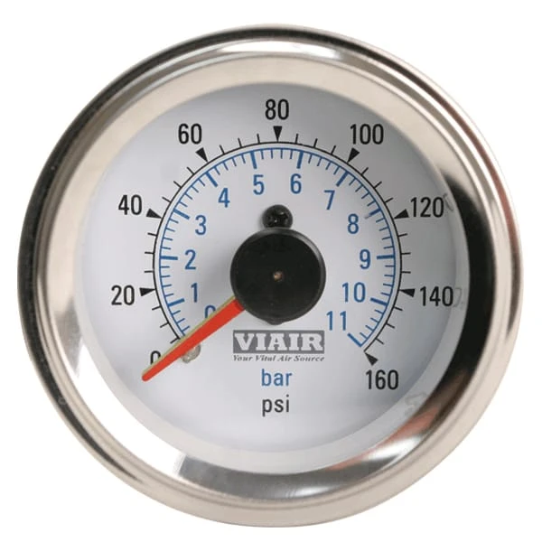 VIAIR White Face Dual Needle 2-Inch Gauge Illuminated 220 PSI (90081)