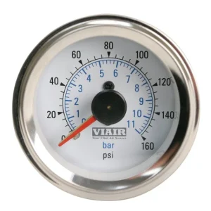 VIAIR Dual Needle 2-Inch Gauge White Face Illuminated 160 PSI (90083)