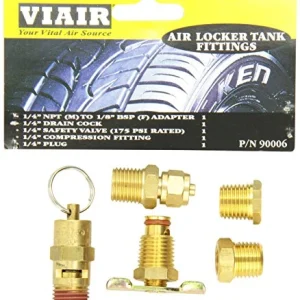 VIAIR Air Locker 5 Pc Tank Straight Fitting Kit with Safety Valve 175 PSI (90006)