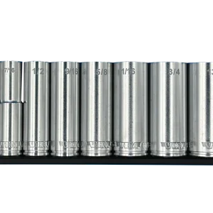VIM Tools 11 PC. 3/8â€ DR. DEEP SAE 6 POINT SOCKET SET W/ 12â€³ BLACK MAGRAIL (S600D)