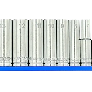 VIM Tools 12 Pc. 3/8" Dr. Metric Socket Set w/ 12" Blue Magrail (SM600)