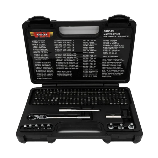 VIM Tools 89 Pc. Flex Ratchet Bit & Socket Set - 1/4'' Hex Dr. (FRBS89)