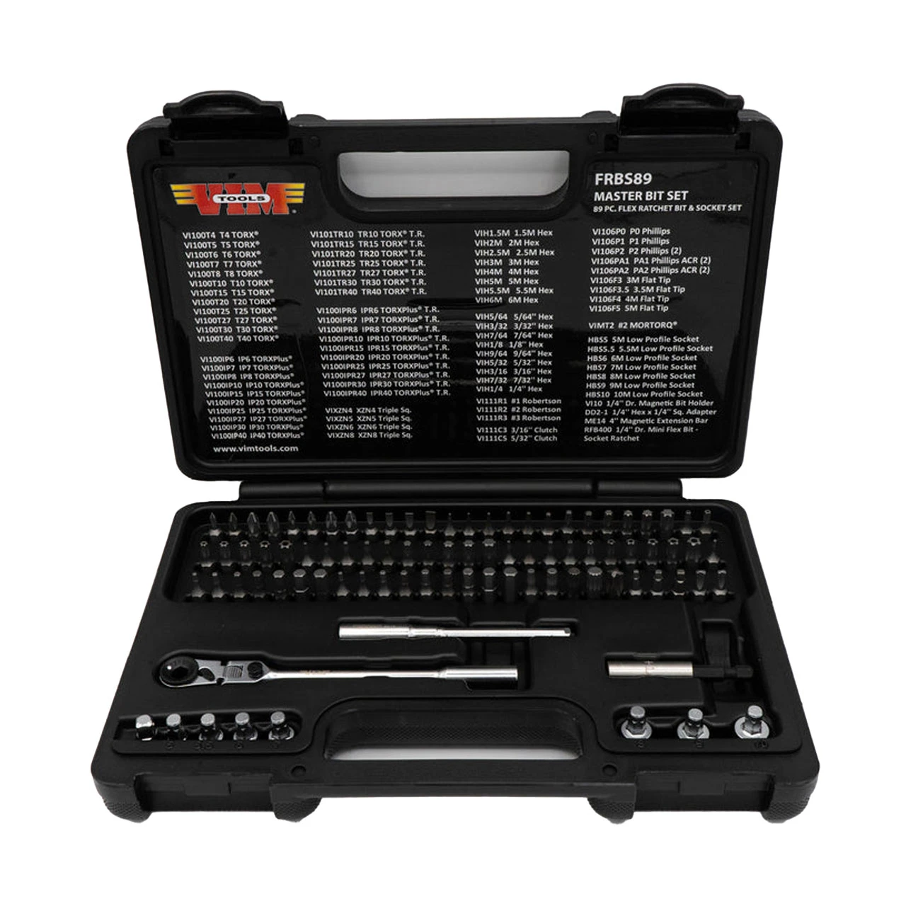 VIM Tools 89 Pc. Flex Ratchet Bit & Socket Set - 1/4'' Hex Dr. (FRBS89)