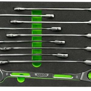 VIM Tools 10 Pc. Slim Angled Ratcheting Wrench Set (SAR100)