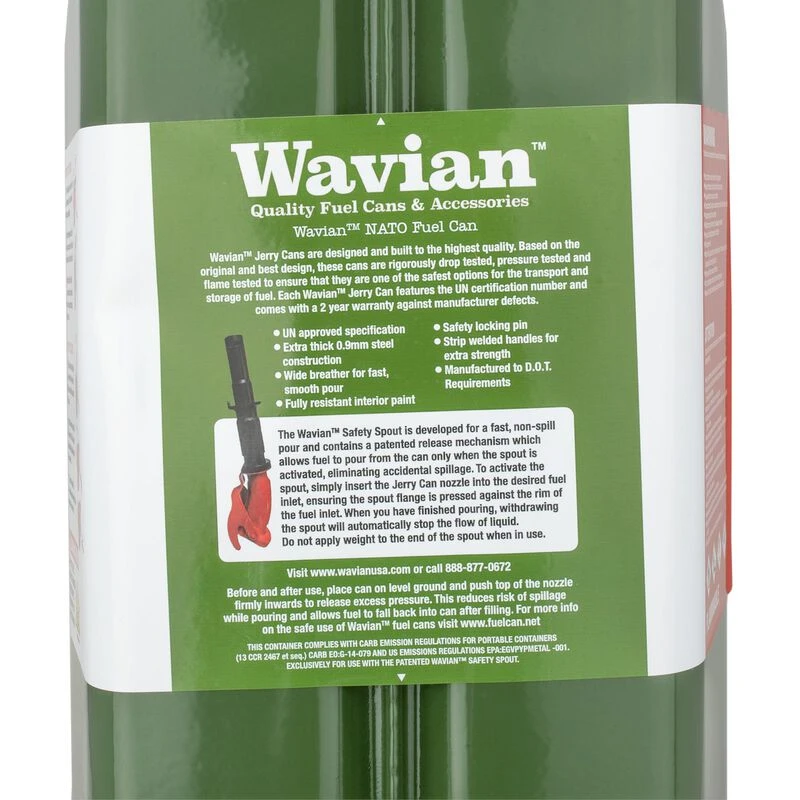 Wavian USA Gas Can Red 20 Liter w/Nozzle (3009) — product image 5