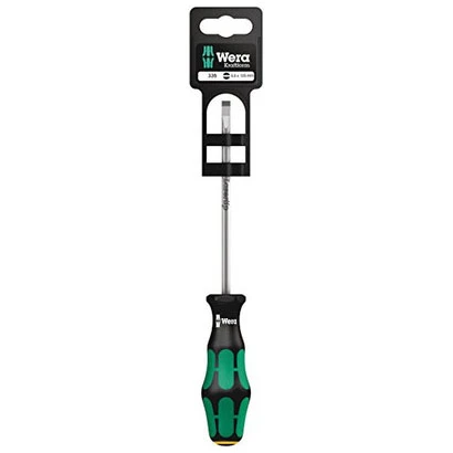 Wera 05100044001 slotted screwdriver with green and black Kraftform Plus handle