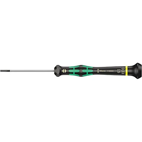 Wera narrow slotted micro screwdriver with green-black handle
