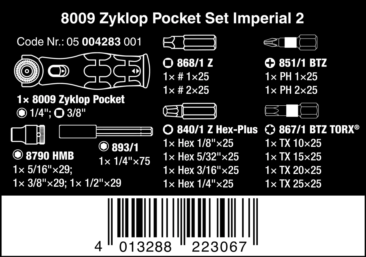 Wera Zyklop Pocket Set Imperial 2 – 18-Piece Ratchet Set (05004283001) — product image 2