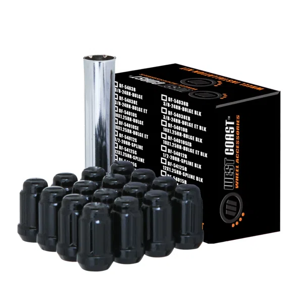 West Coast 1/2" ATV Spline Lug Nuts 1.38" 4-Lug Wheel Install Kit Black (DF-54012B)