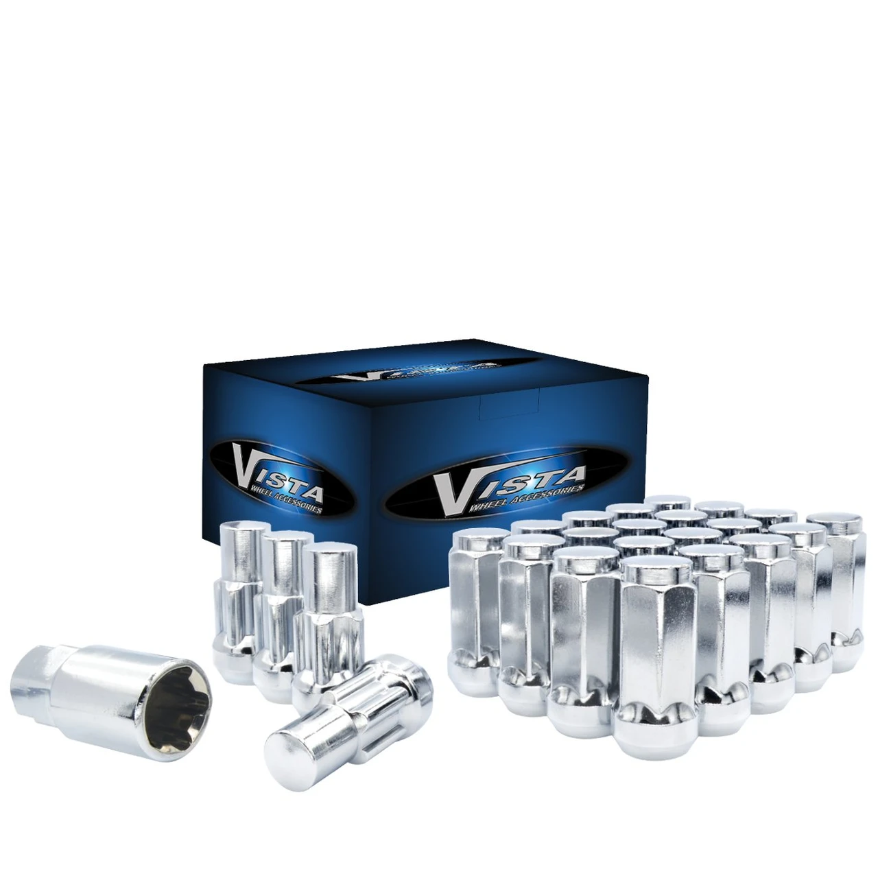 West Coast 1/2" Bulge Acorn Lug Nuts 3/4" Hex 1.9" 5 Lug Install Kit Chrome (DPC55012L) — product image 2