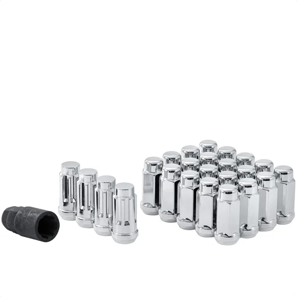 West Coast 1/2" Bulge Acorn Lug Nuts 3/4" Hex 1.9" 5 Lug Install Kit Chrome (W55012L)